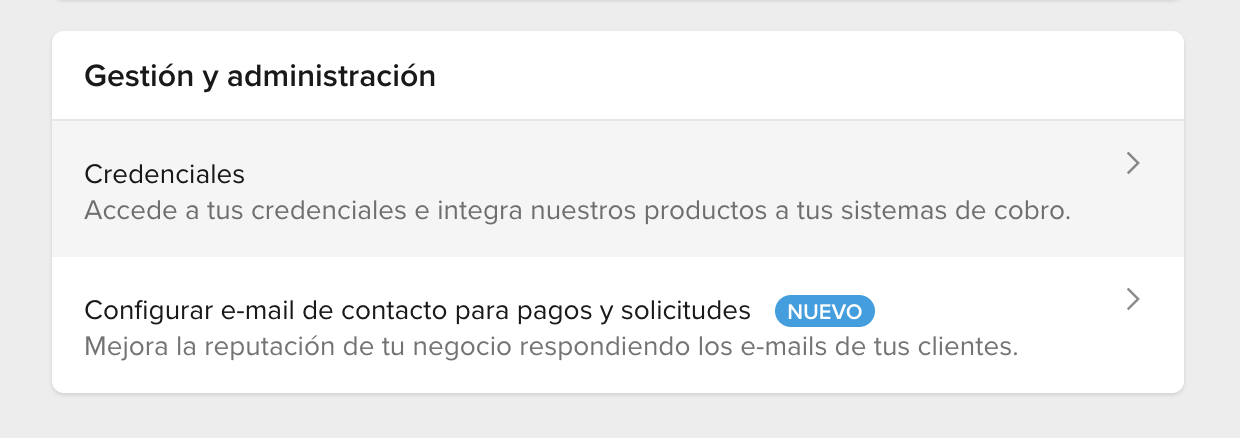 Mercado Pago: acceso a Credenciales