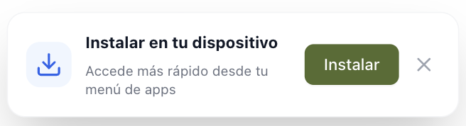 Captura del aviso inferior en Android: tarjeta «Instalar en tu dispositivo» con el botón Instalar